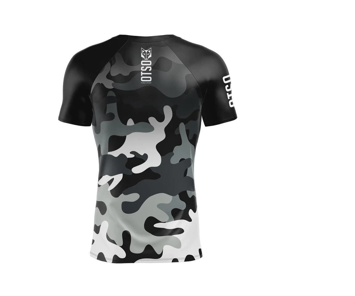 Camiseta Running OTSO Manga Corta Hombre Grey Camo. ÚLTIMA UNIDAD!! TALLA L - Imagen 2