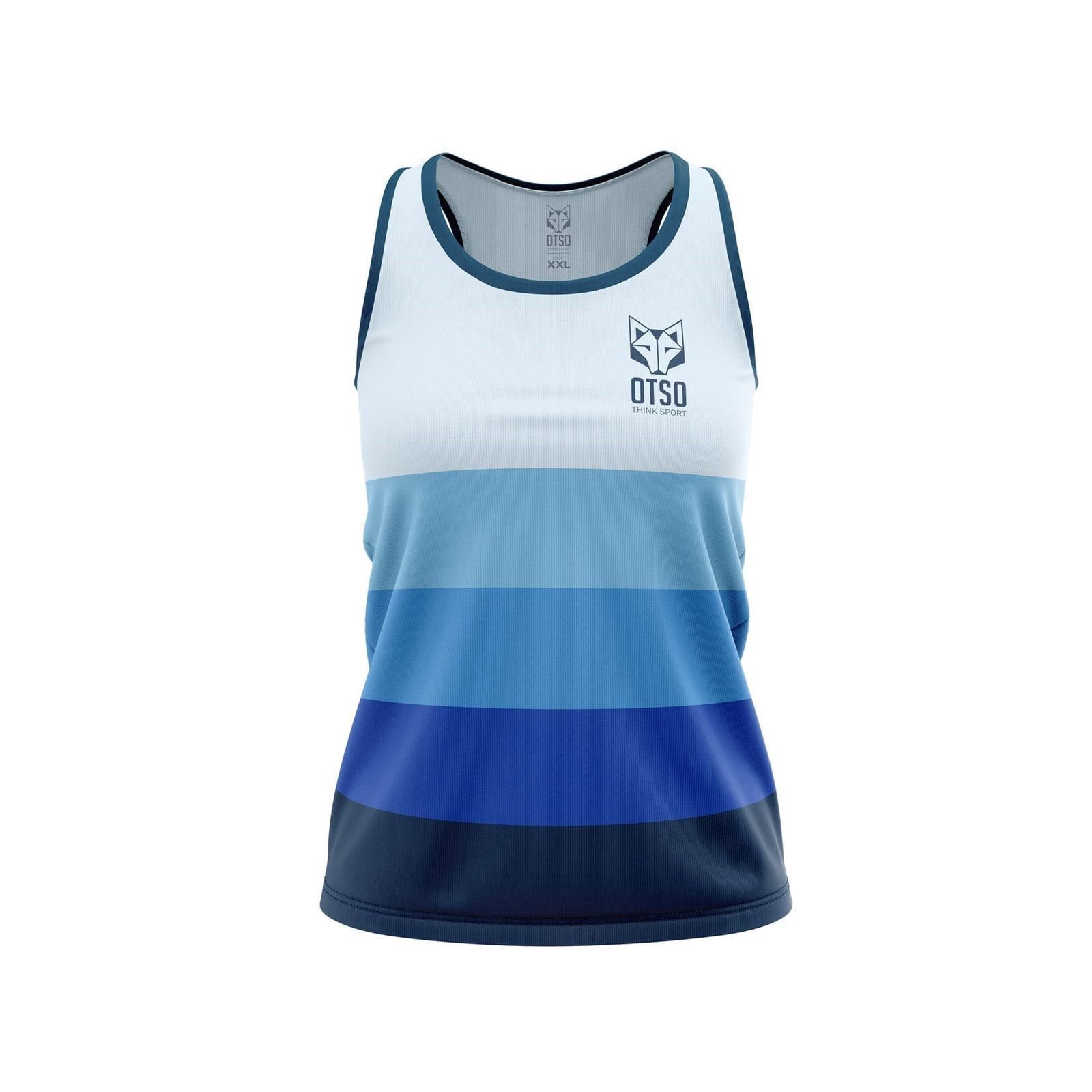 Camiseta Running OTSO Sin Mangas Mujer Rayas Azul. ÚLTIMAS UNIDADES!! TALLA S Y XS - Imagen 1