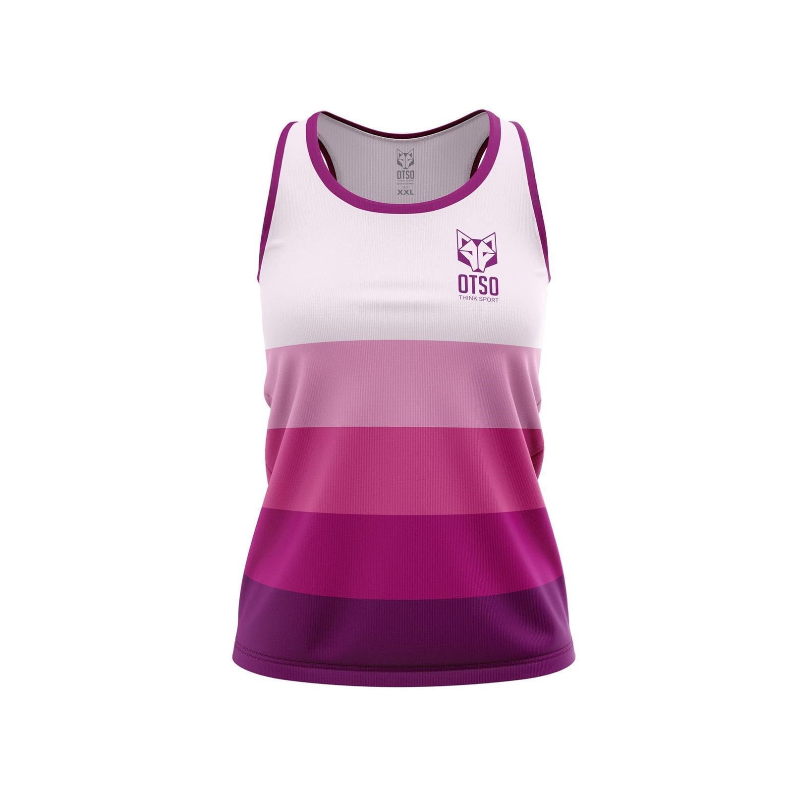 Camiseta Running OTSO Sin Mangas Mujer Rayas Rosa. ÚLTIMA UNIDAD!! TALLA S - Imagen 1